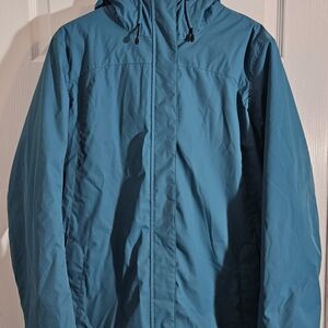 L.L.Bean Womens Teal XL Regular Hooded Heavy Fleece Lined Jacket Full Zip/ Snap